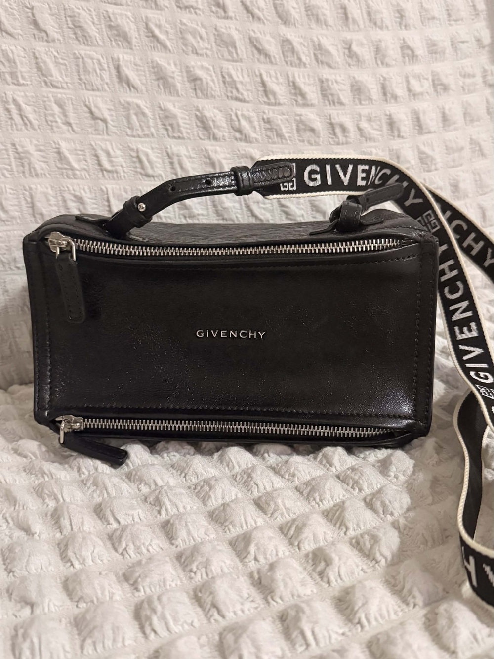 Givenchy Black Leather Crossbody Bag with Logo Strap